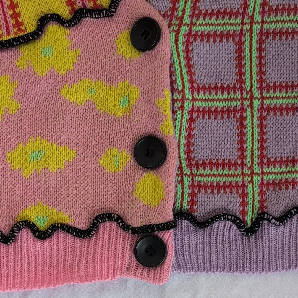 Vibrant Patchwork Cardigan Sweater - image 4